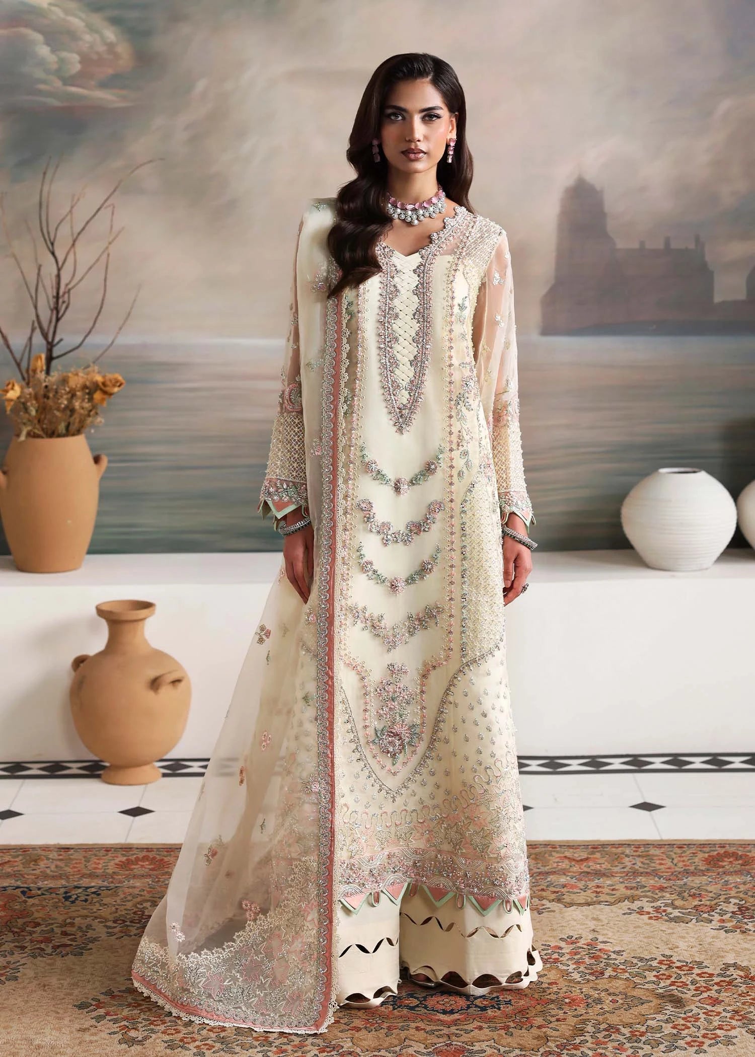 Elysian Embroidered Organza 4 PCs