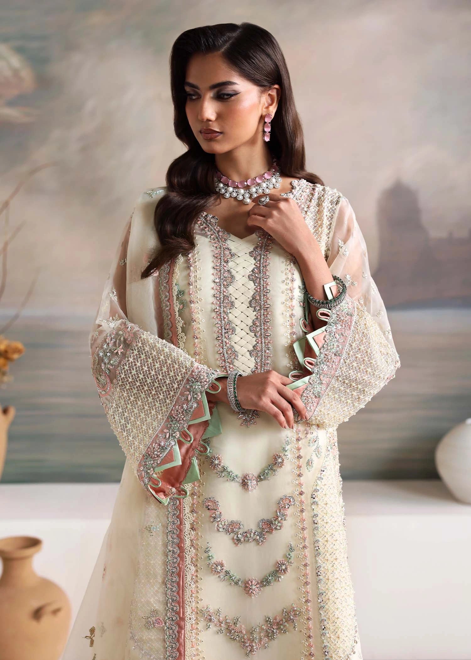 Elysian Embroidered Organza 4 PCs
