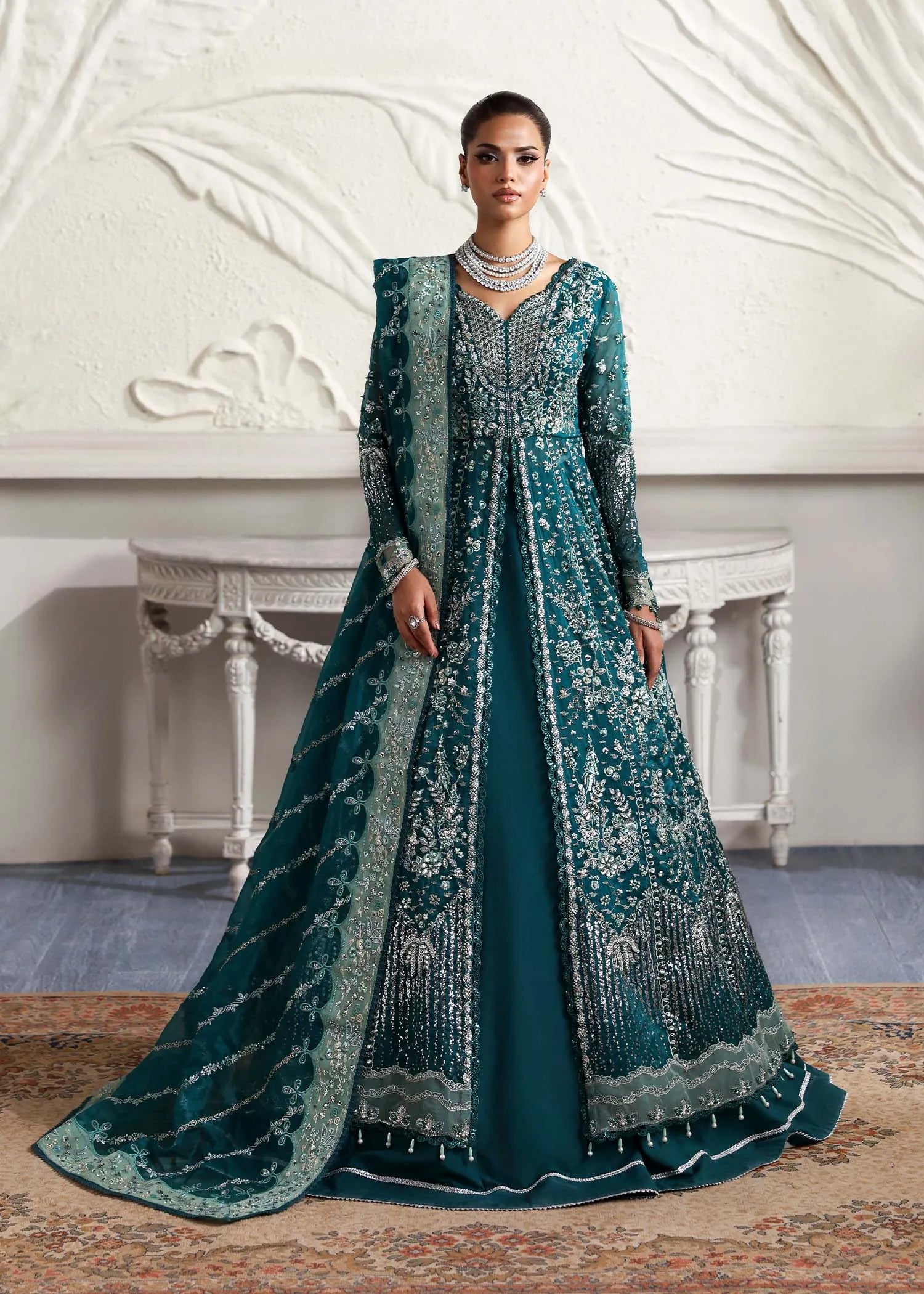 Eclat Embroidered Organza Maxi 4 PCs