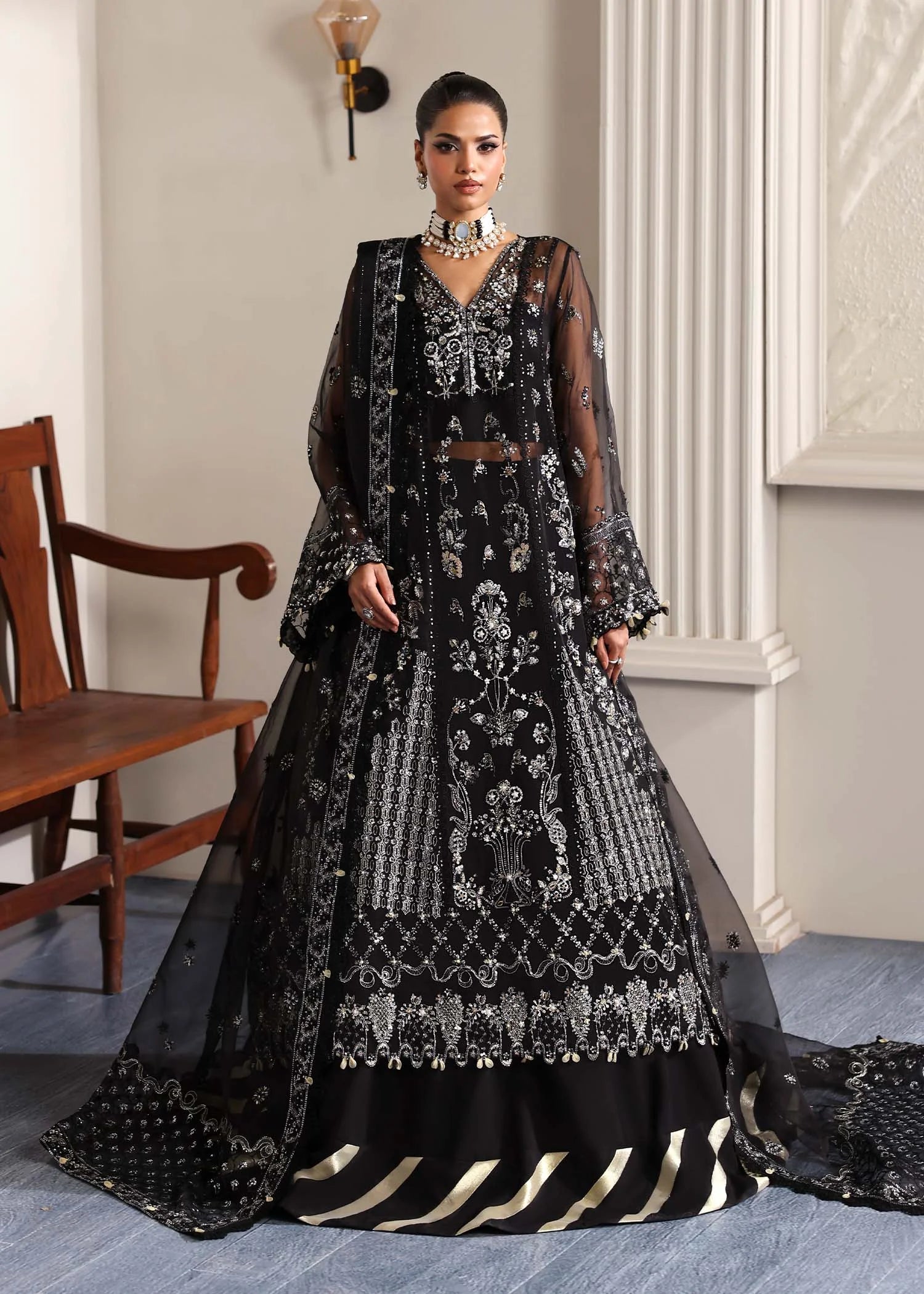 Stella Embroidered Organza Maxi 4 PCs