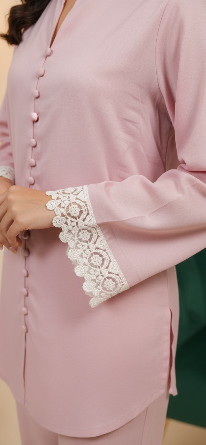 Blush Grace Lawn Co Ord Set 2Pcs