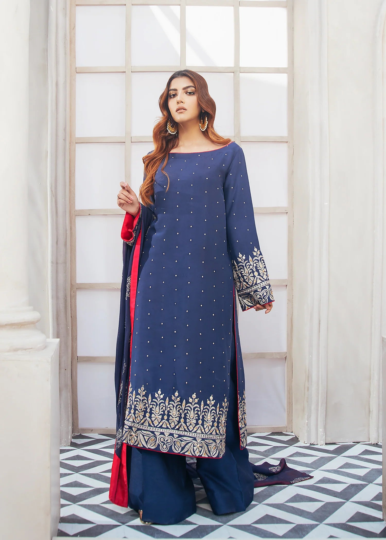 Blue Raw Silk - Ethnic Blue Suit 1 PC