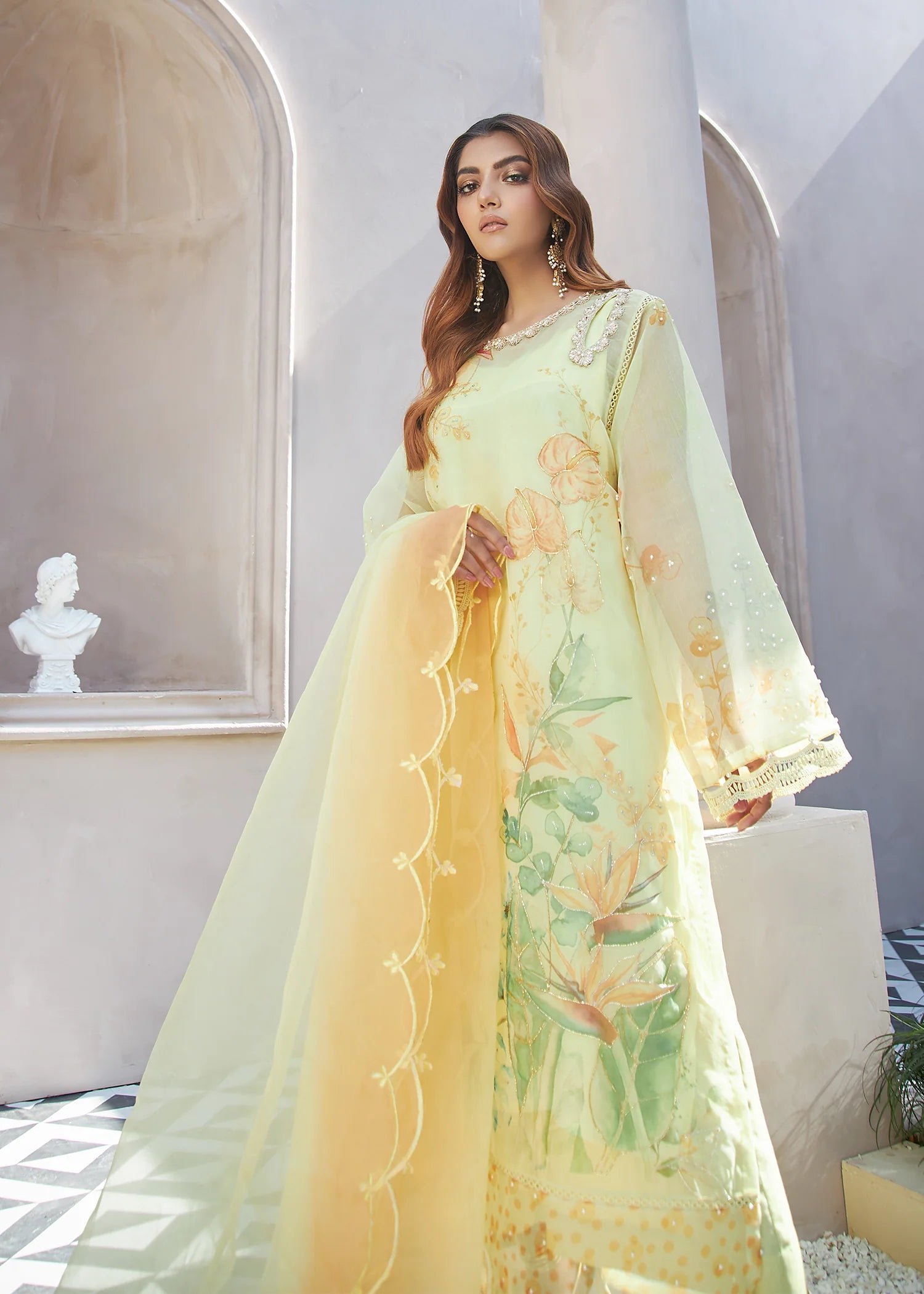 Yellow Hues - Pastel Yellow Printed Suit 1 PC