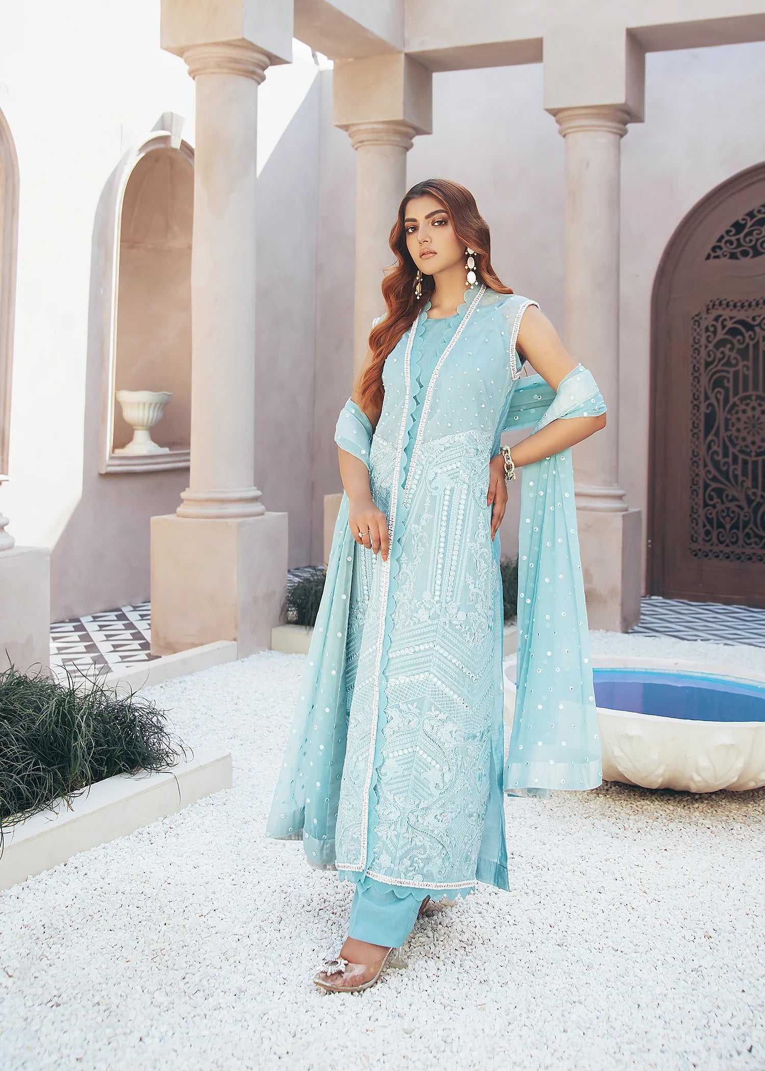 Powder Blue Embroidered Suit 1 PC