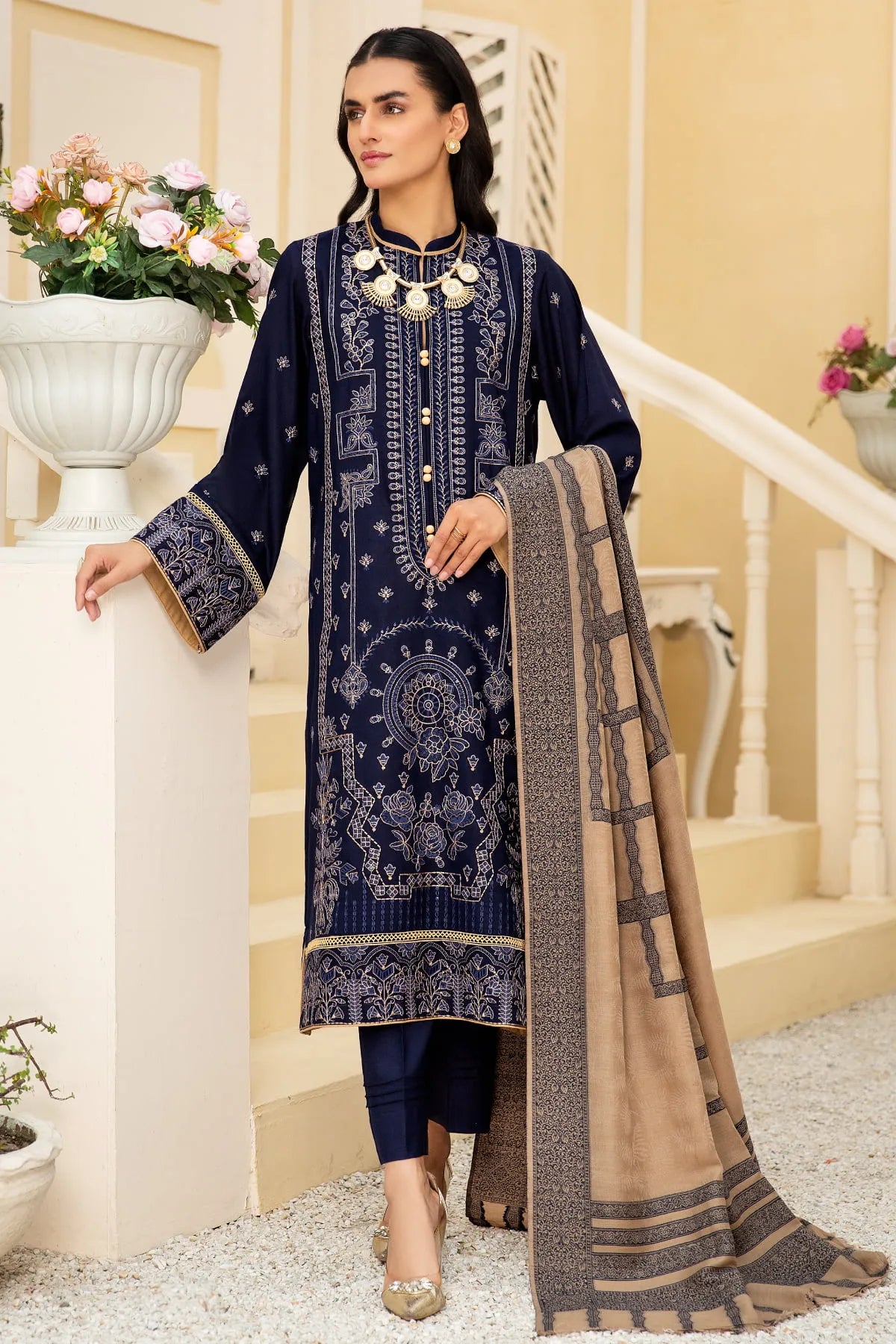 SQ-34 DHANAK EMBROIDERED UNSTITCHED 3 PCs