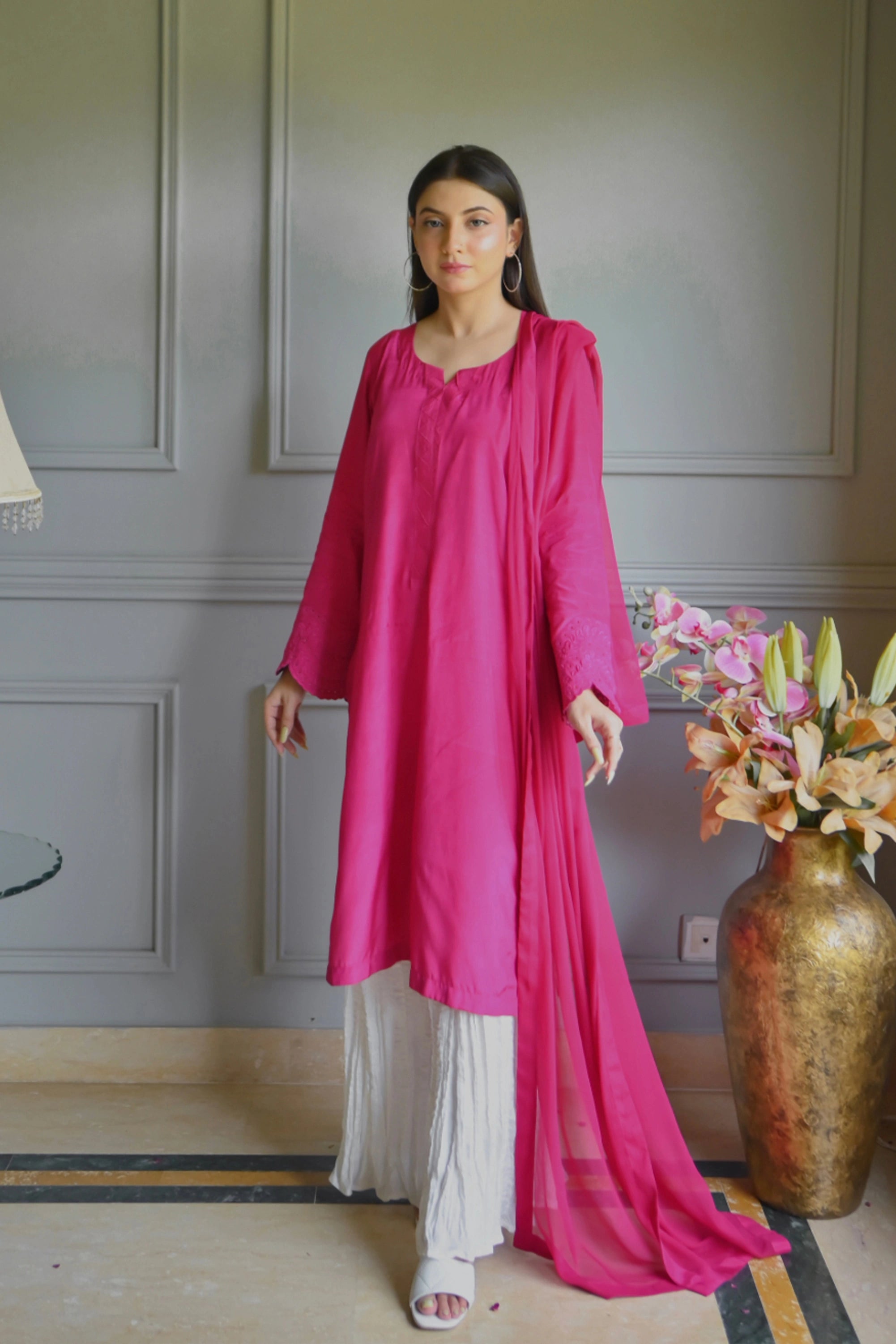 Flora Embroidered Raw Silk Pret 3Pcs