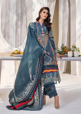 Woman wearing Buraq Store winter lawn collection sale for ladies Pakistan online Symphony of Dawn