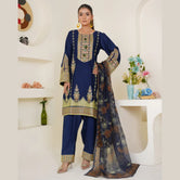 Royal Blue Embroidered Lawn Pret 3 PCs