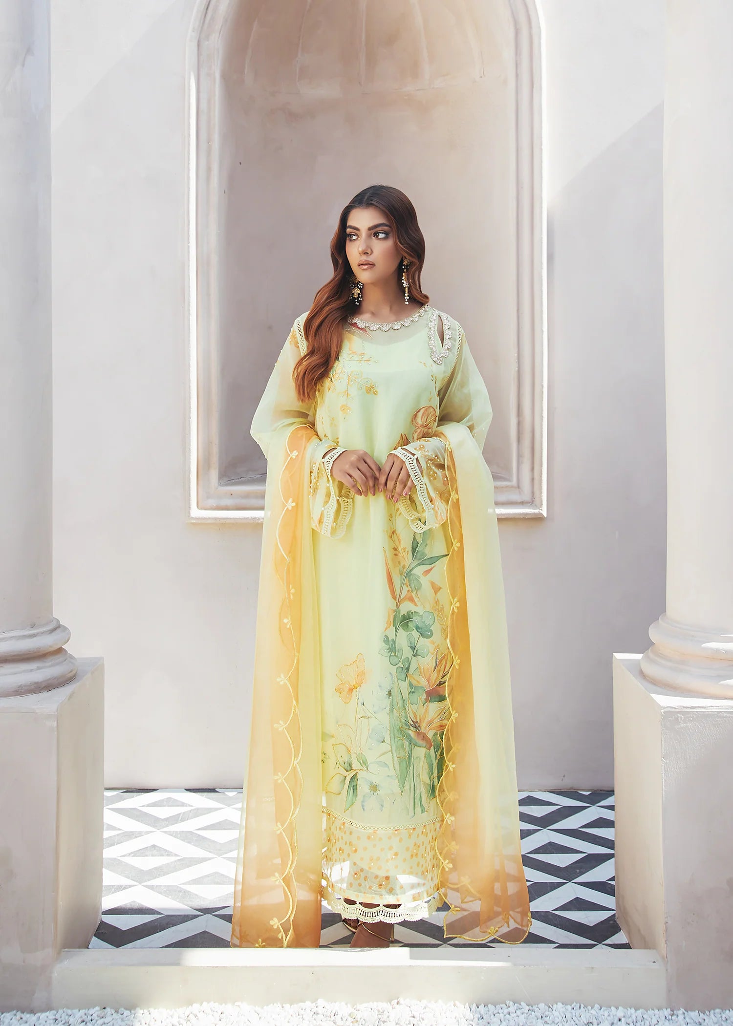 Yellow Hues - Pastel Yellow Printed Suit 1 PC