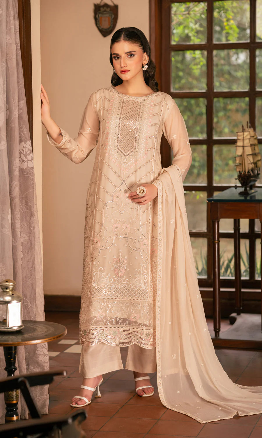 Warm Ivory SE-043 Chiffon Pret 3Pcs