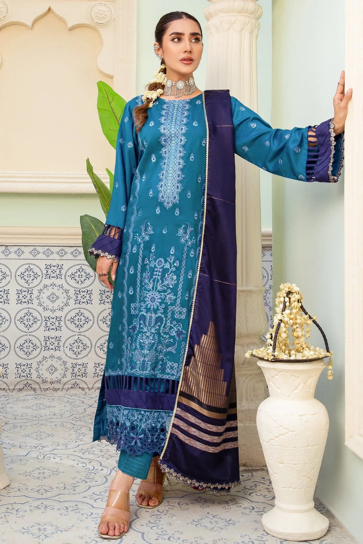 I-14 EMBROIDERED VISCOSE UNSTITCHED 3 PCs