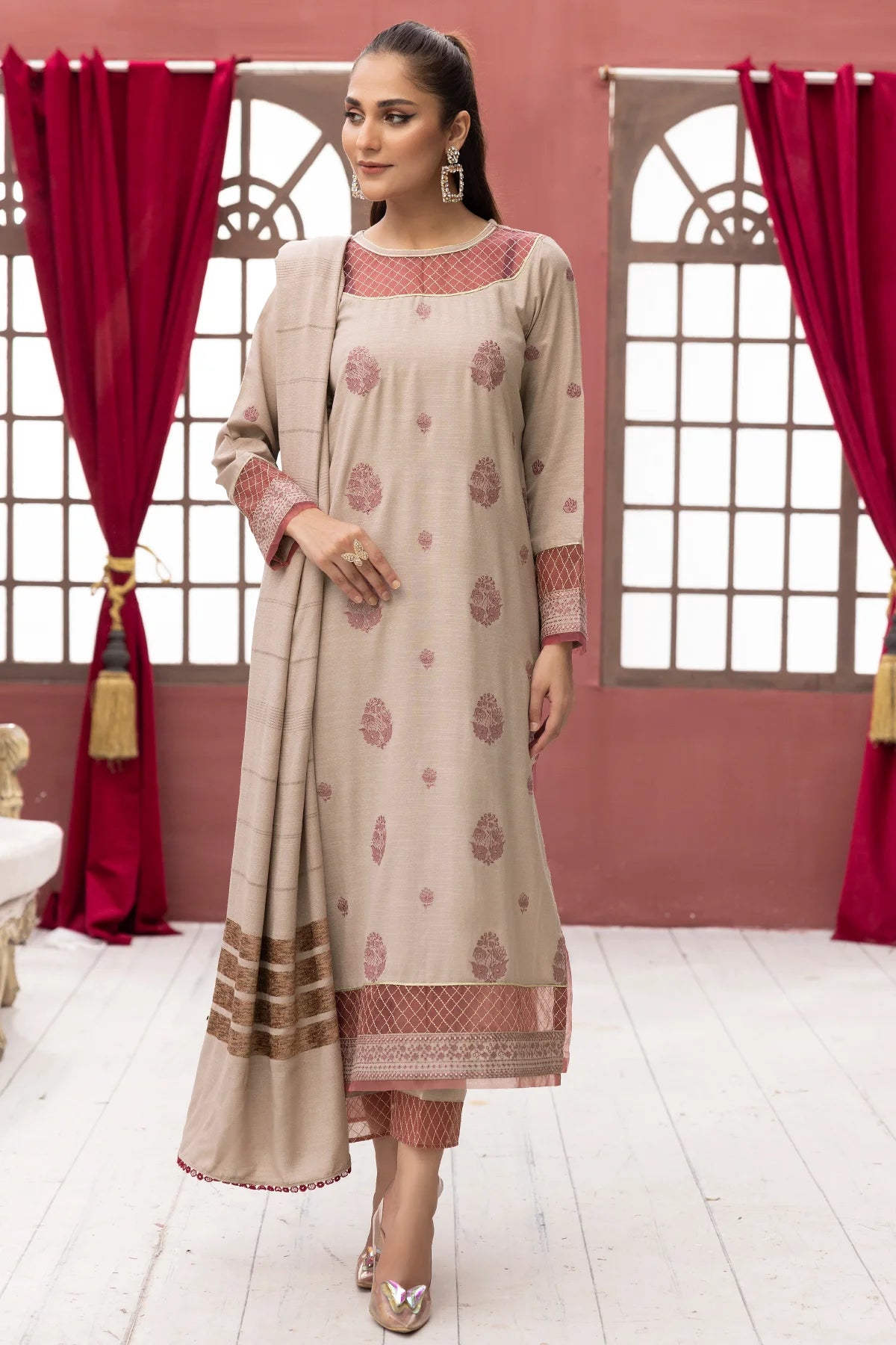 DL-20 DHANAK EMBROIDERED UNSTITCHED 3 PCs