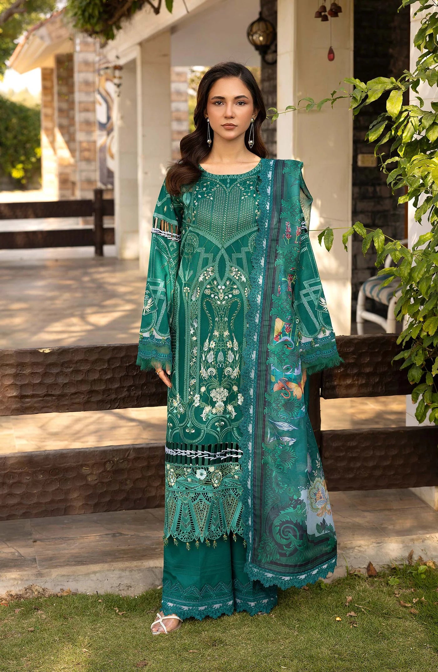 Emerald Veil Lawn Unstitched 3 PCs