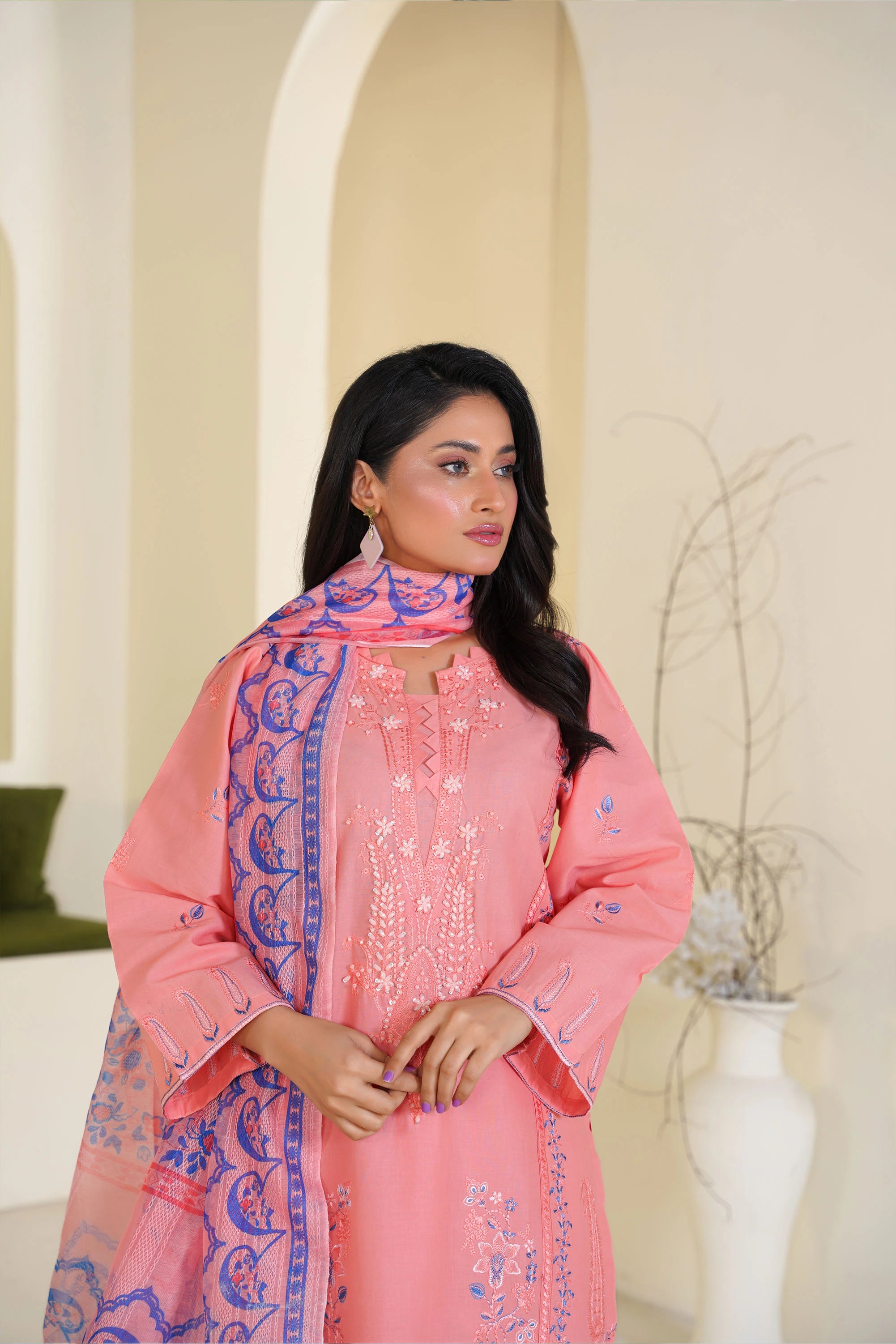 Peach Blossom Lawn  Pret 3 PC