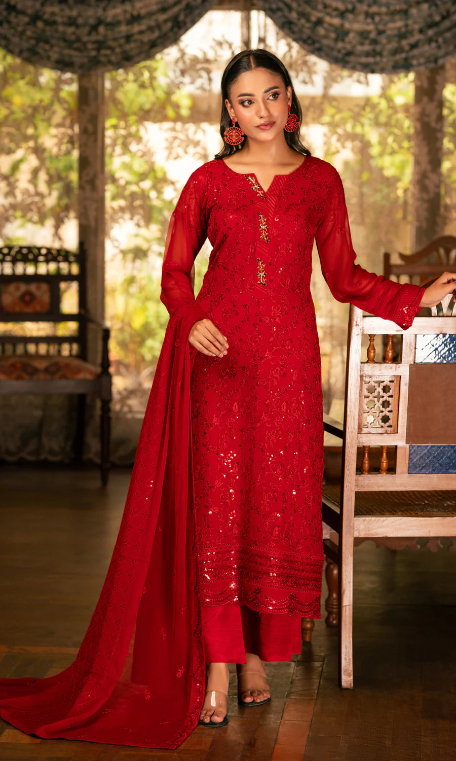 Barn Red SE-041 Chiffon Pret 3Pcs