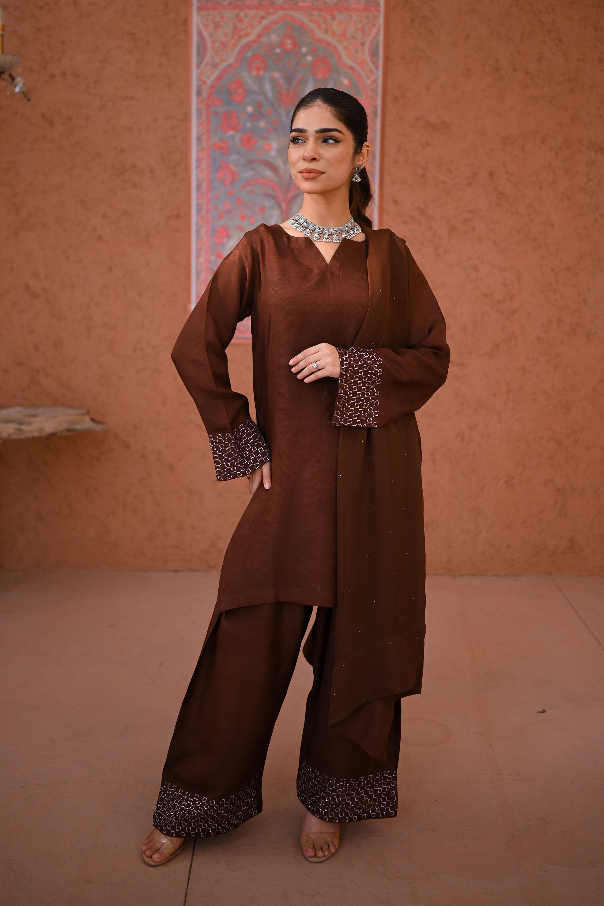 Rosewood Raw Silk Pret 3Pcs