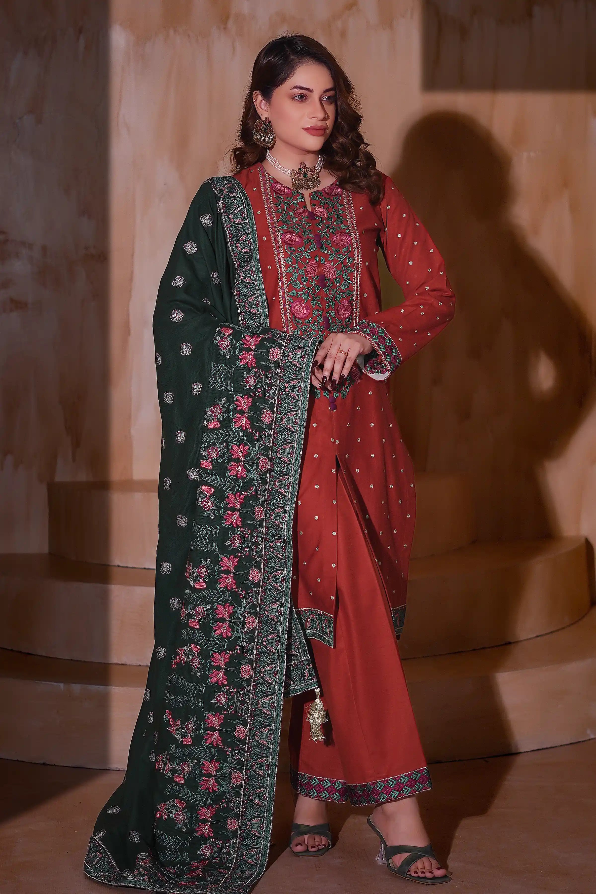 AY1145 - Autumn Ember Khaddar 3Pc