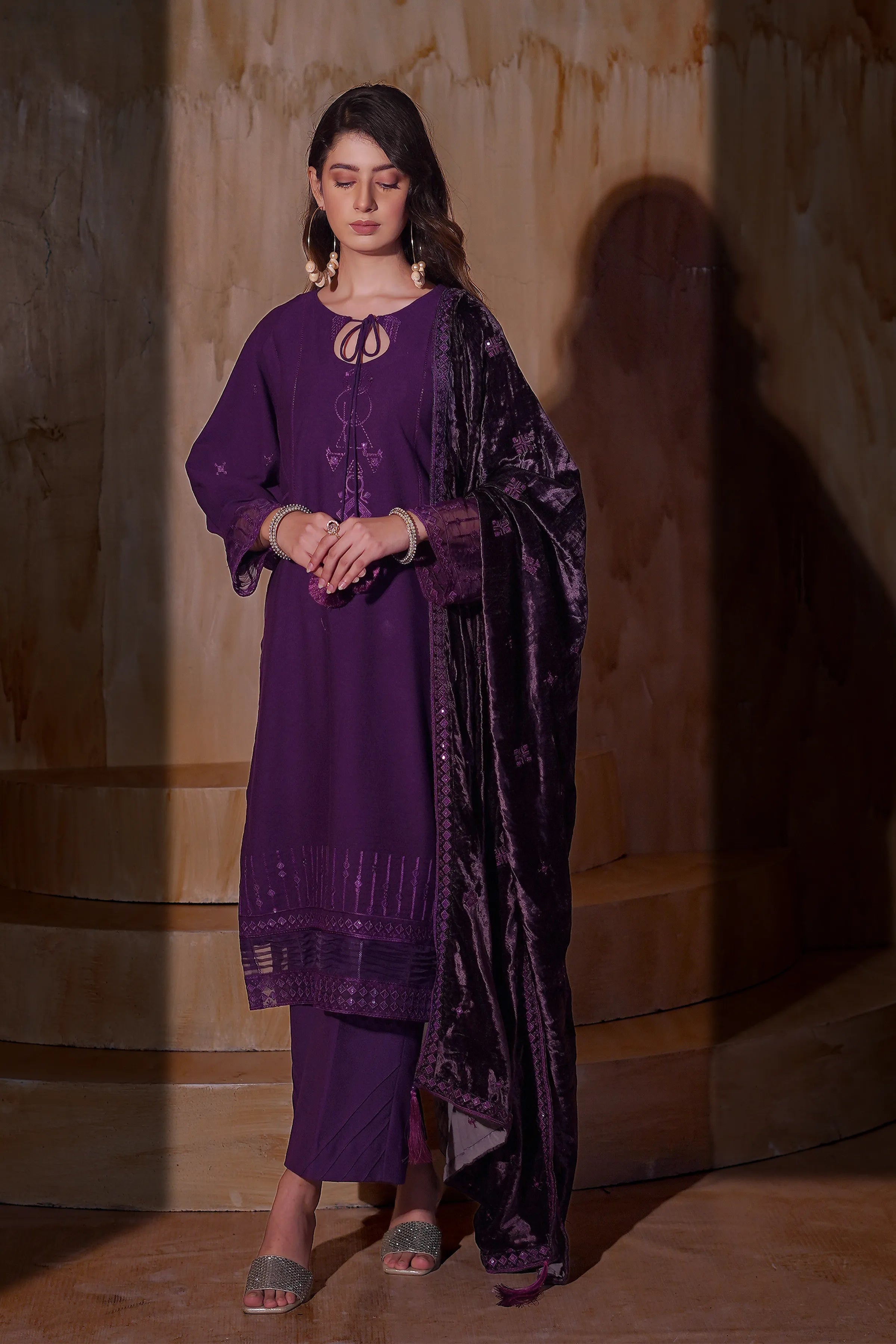 Mystic Plum Khaddar 3Pc