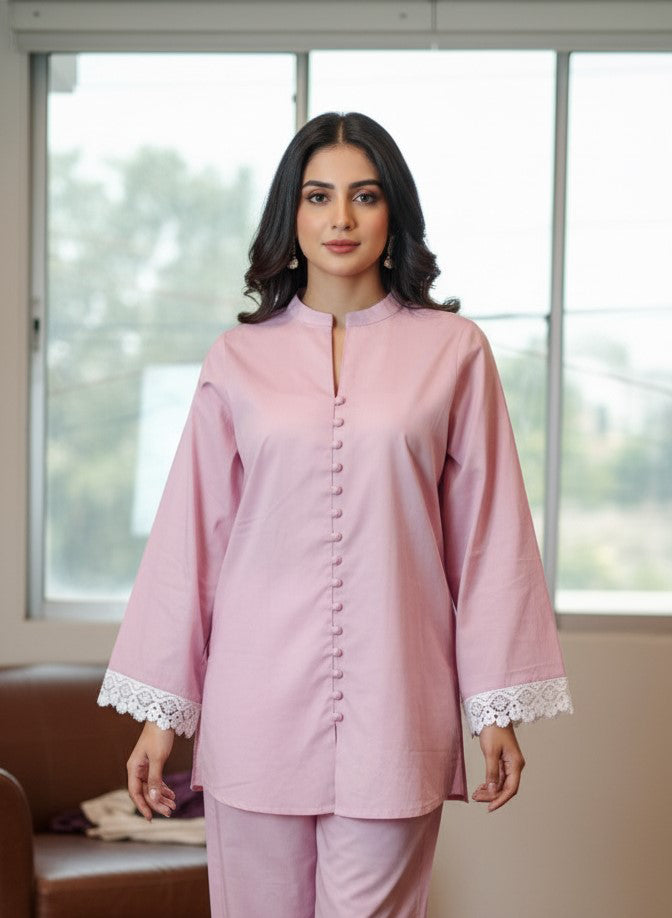 Blush Grace Lawn Co Ord Set 2Pcs