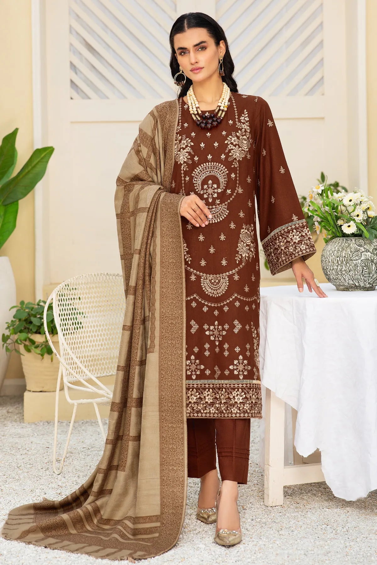 SQ-32 DHANAK EMBROIDERED UNSTITCHED 3 PCs