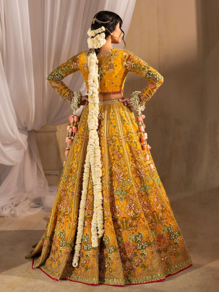 Henna - Yellow Embroidered Lehnga Choli Pret 3 PCs
