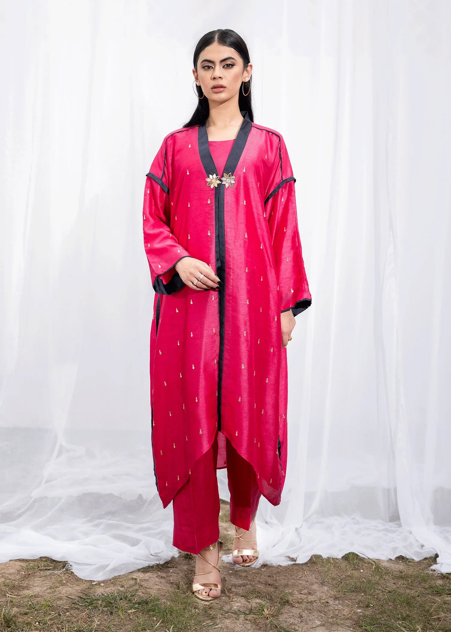 Cerise Kaftan | Fuchsia Pink Kaftan 3 PCs