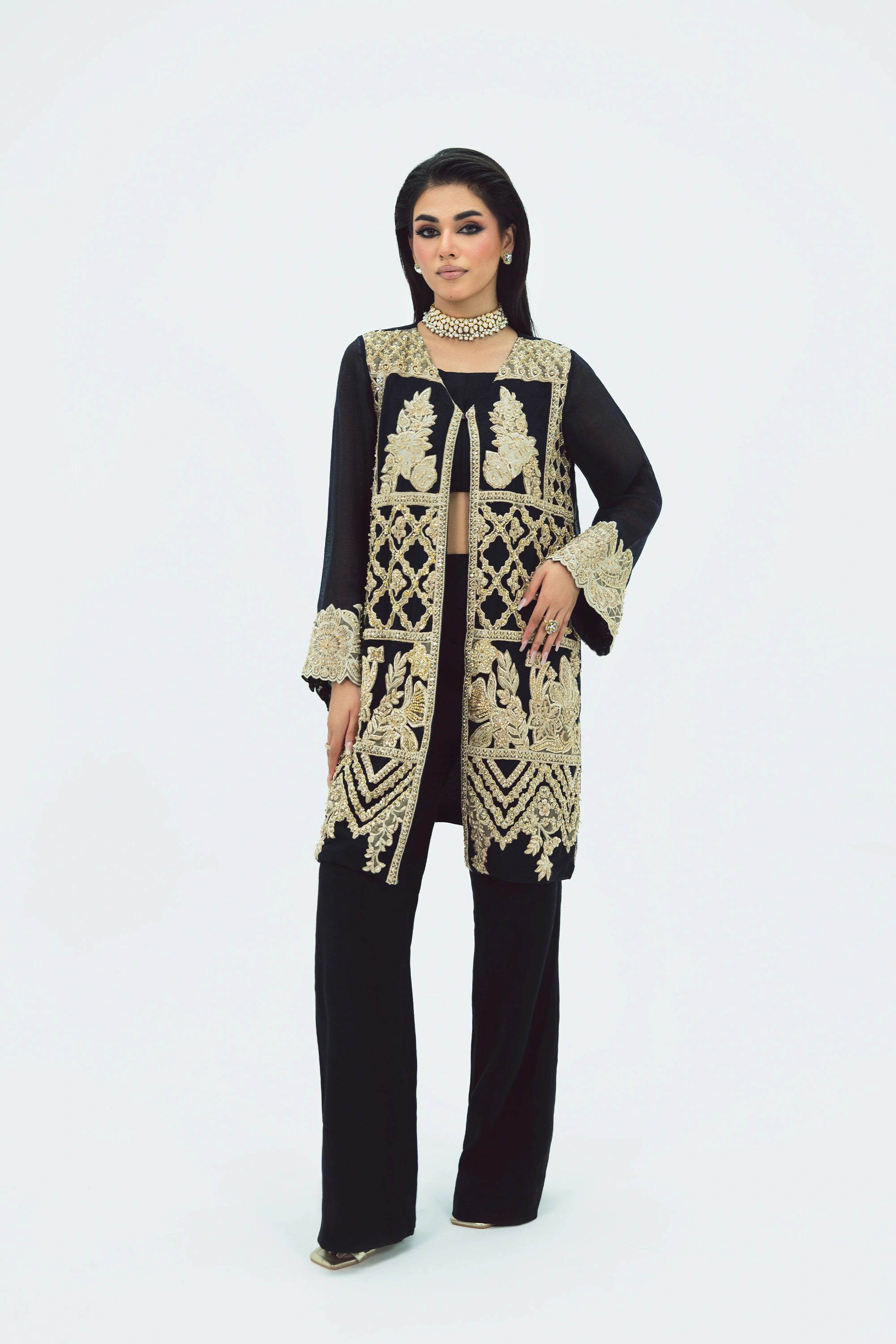 SF-272 Embroidered Khaddi Net 3Pcs
