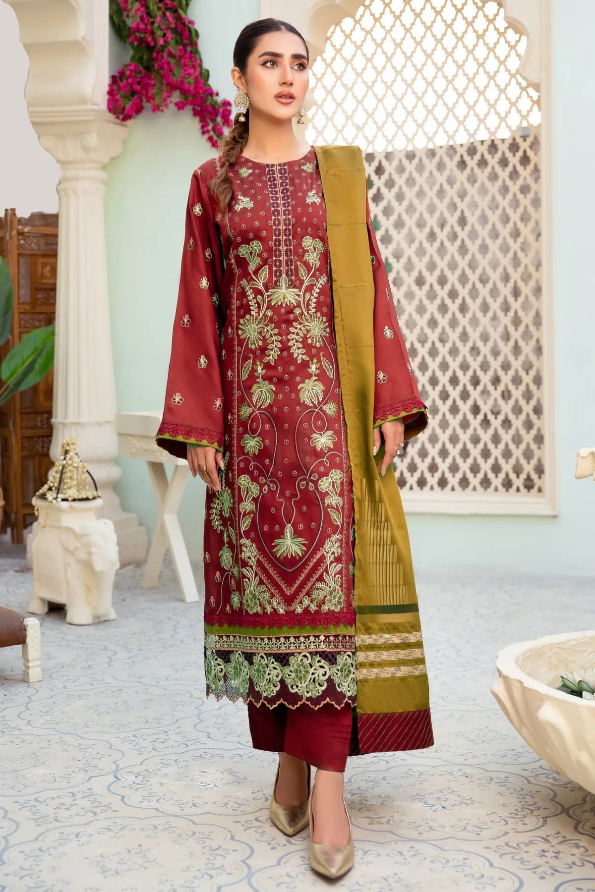 I-17 EMBROIDERED VISCOSE UNSTITCHED 3 PCs