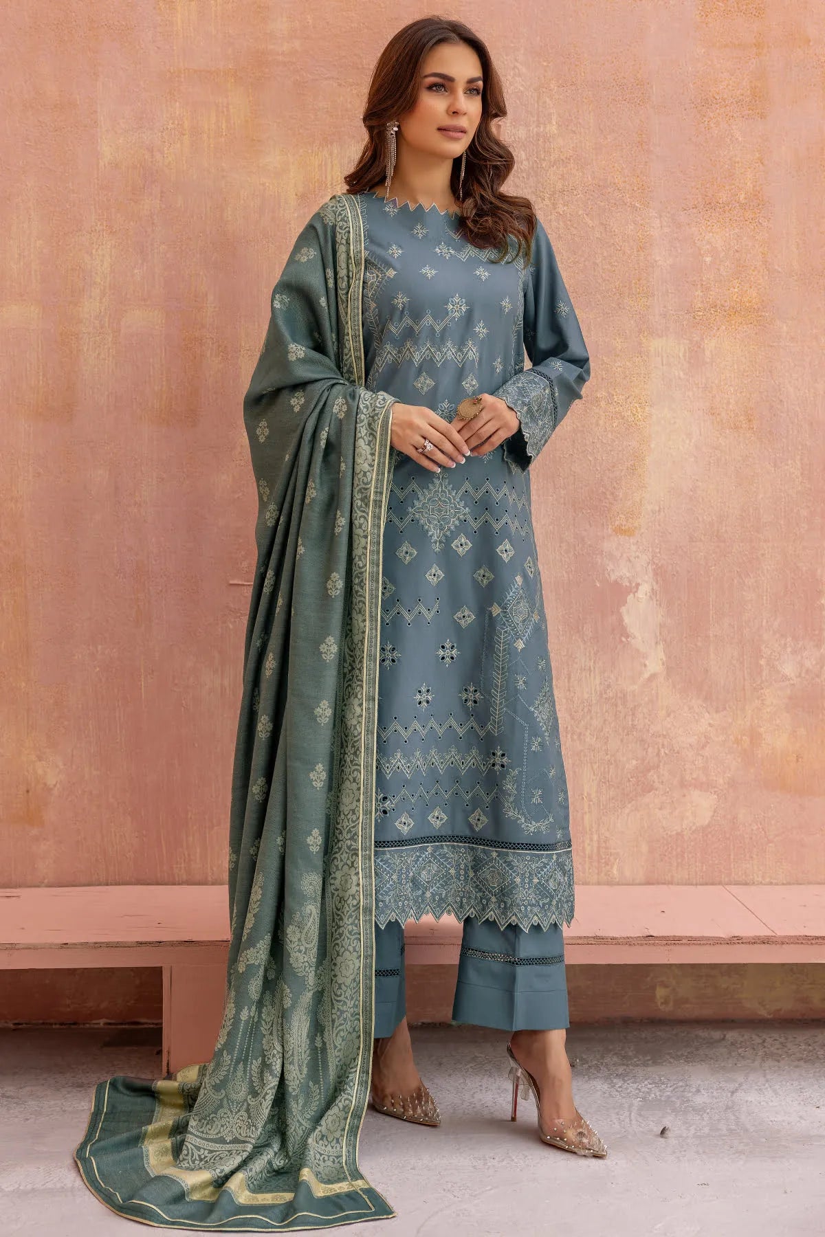 SQ-19 DHANAK EMBROIDERED UNSTITCHED 3 PCs