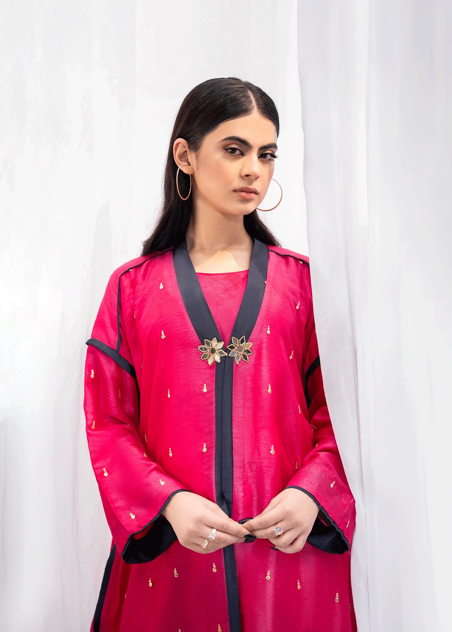 Cerise Kaftan | Fuchsia Pink Kaftan 3 PCs