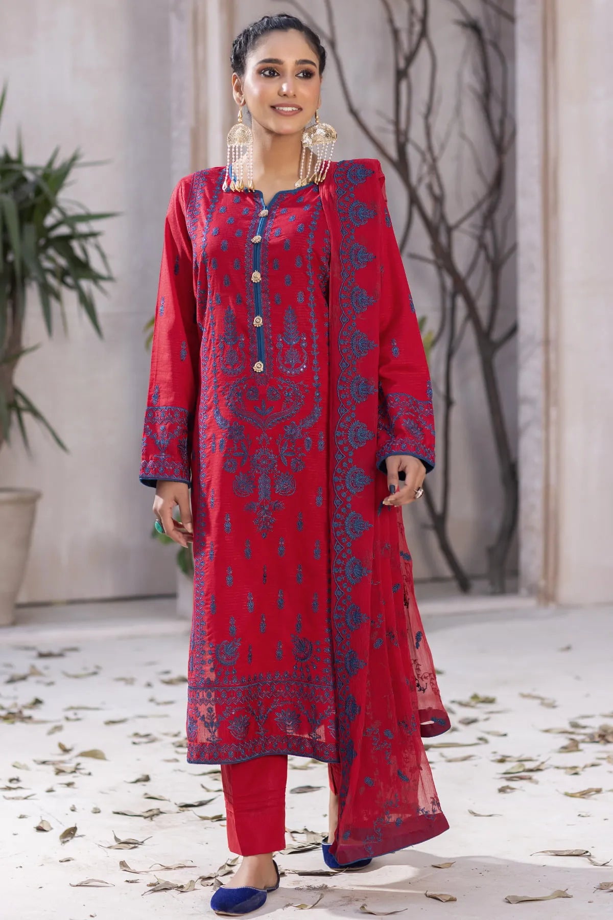 Qalb D-30 : Unstitched Embroidered Lawn Doria 3pc