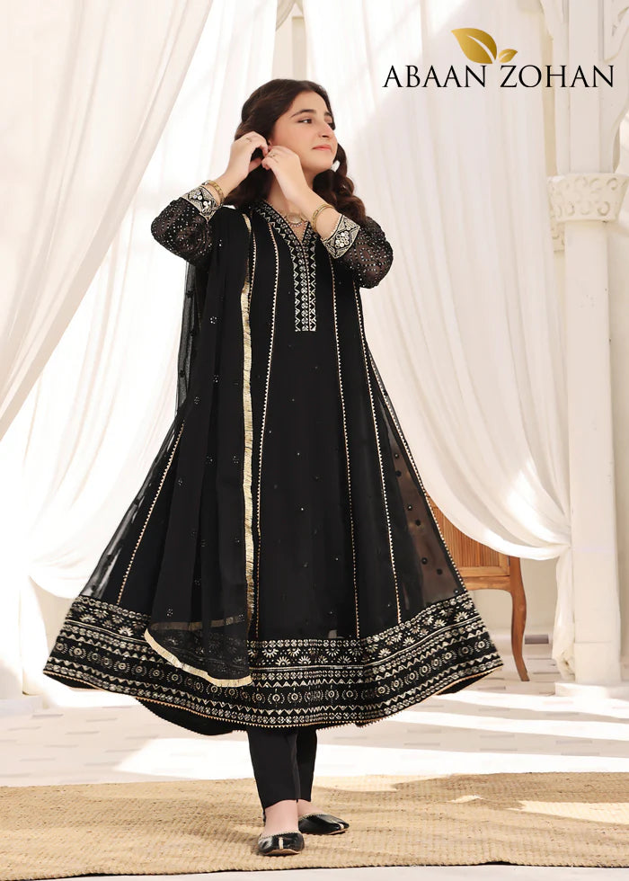 KASHISH KIDS BLACK CHIFFON PRET 3 PCs