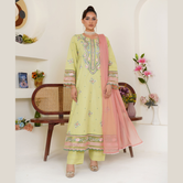 Embroidered Lime Green Lawn Pret 3 PCs