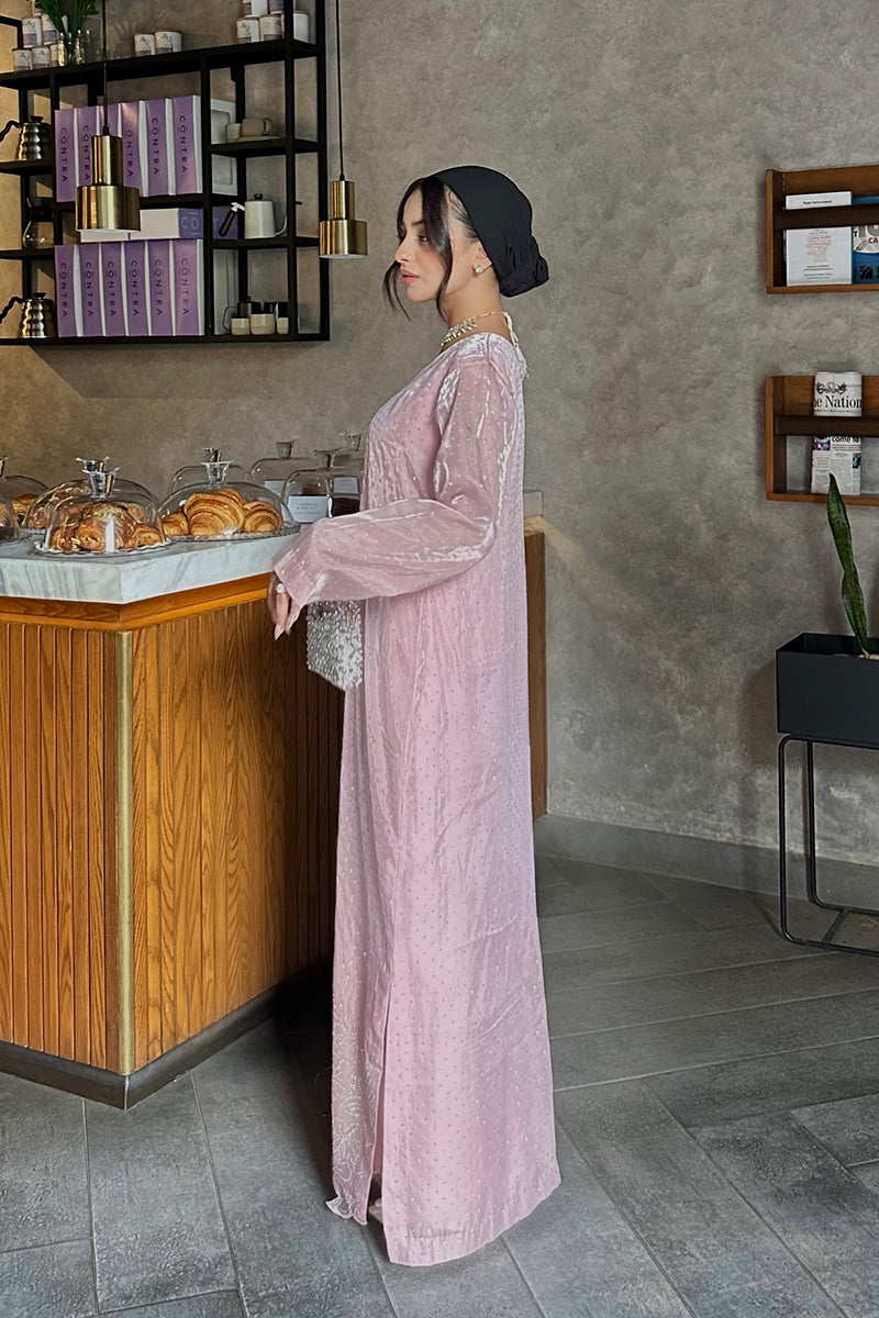 Elegant silk kaftan dress Pakistan online kaftan shopping BuraqStore