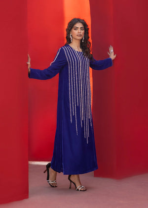 Alice Blue Velvet Shirt – Premium Western Clothing Brand in Pakistan