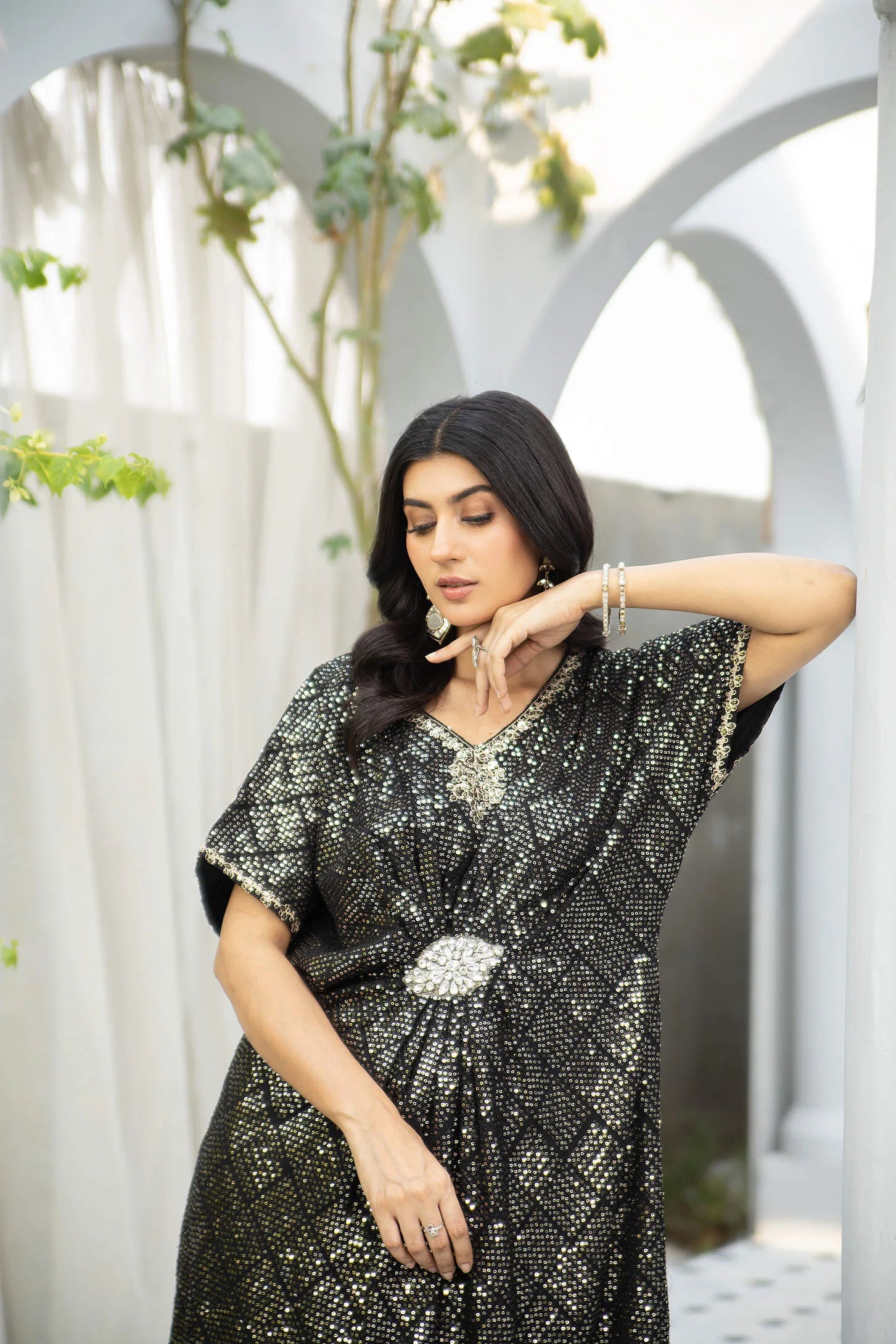 WA 03-KAFTAN-BLACK 2Pcs