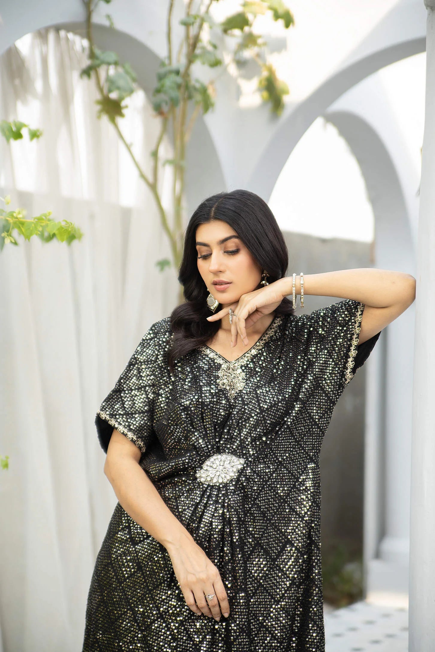 Black Velvet Kaftan Pakistani