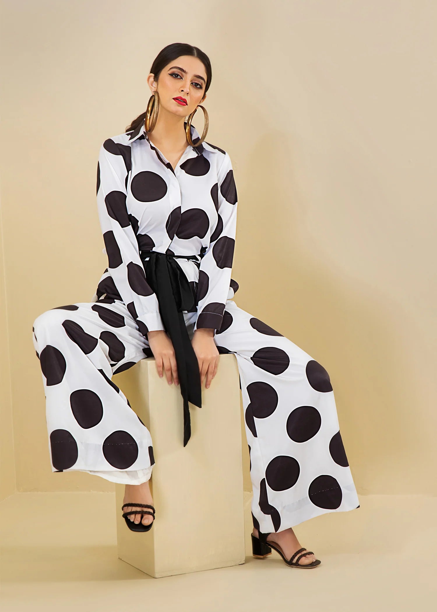 Black & White Polka Jumpsuit – Western Dressing with Chic Style