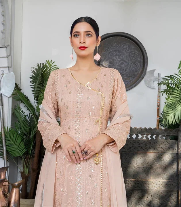 Blush Charm – Tea Pink Angrakha Shirt (3PCs)