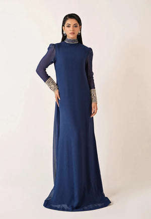 BuraqStore Azure pret dress maxi for girls showcasing elegant party wear design with flowy cut, premium fabric, and refined detailing