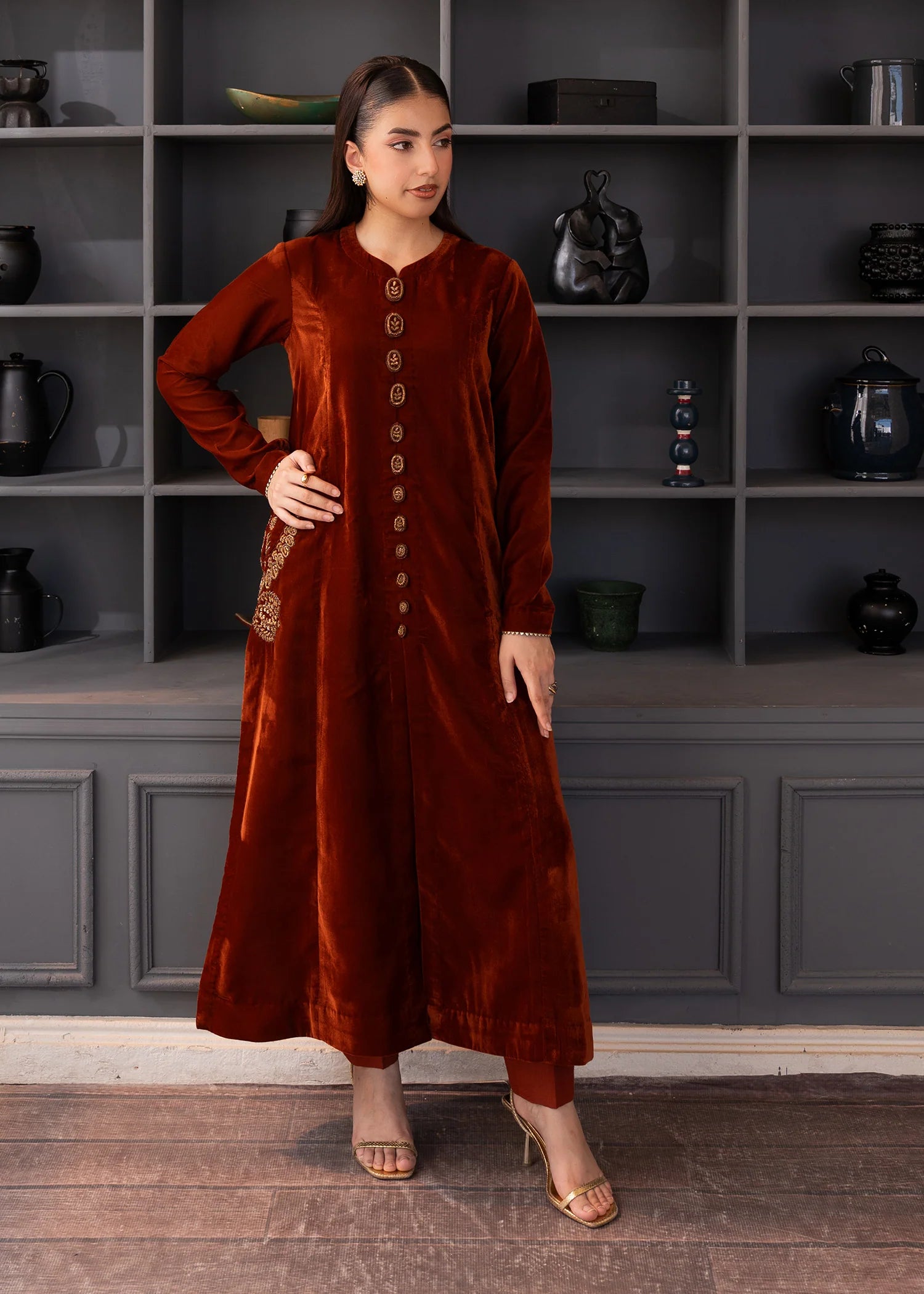 BuraqStore Pakistani Velvet Dress Design
