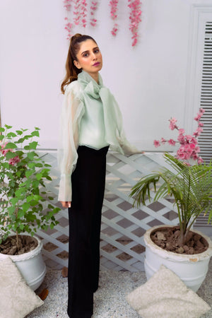 Cool Mint Organza Pret – Pakistani Western Dress for Women