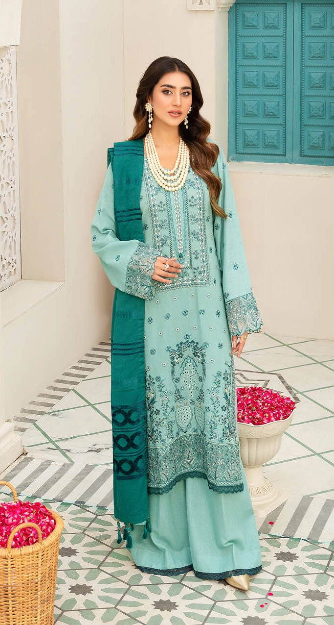 Rawayat R-06 : Embroidered Slub Karandi 3PC