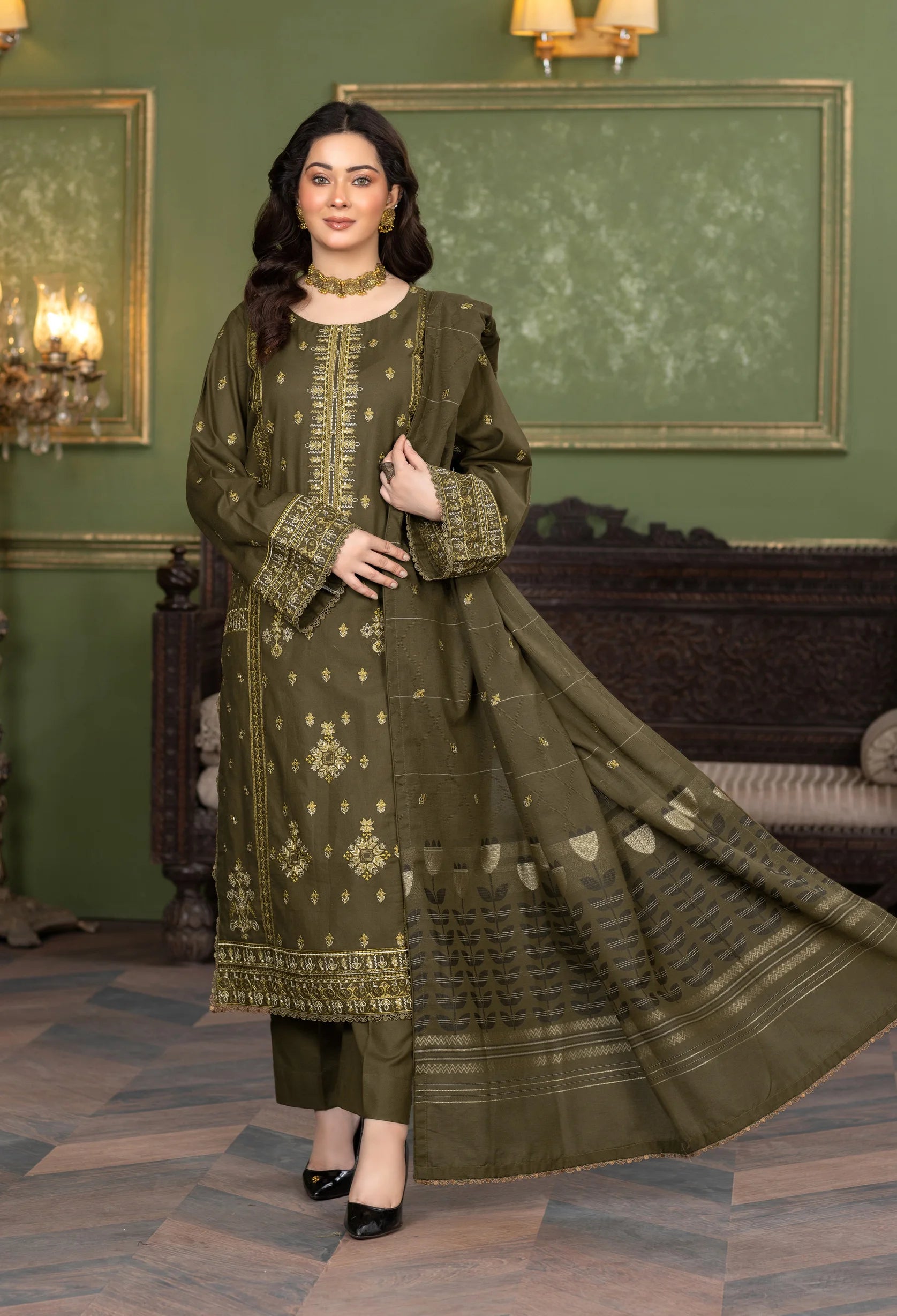 Noura N-21 KHADDAR UNSTITCHED 3 PCs