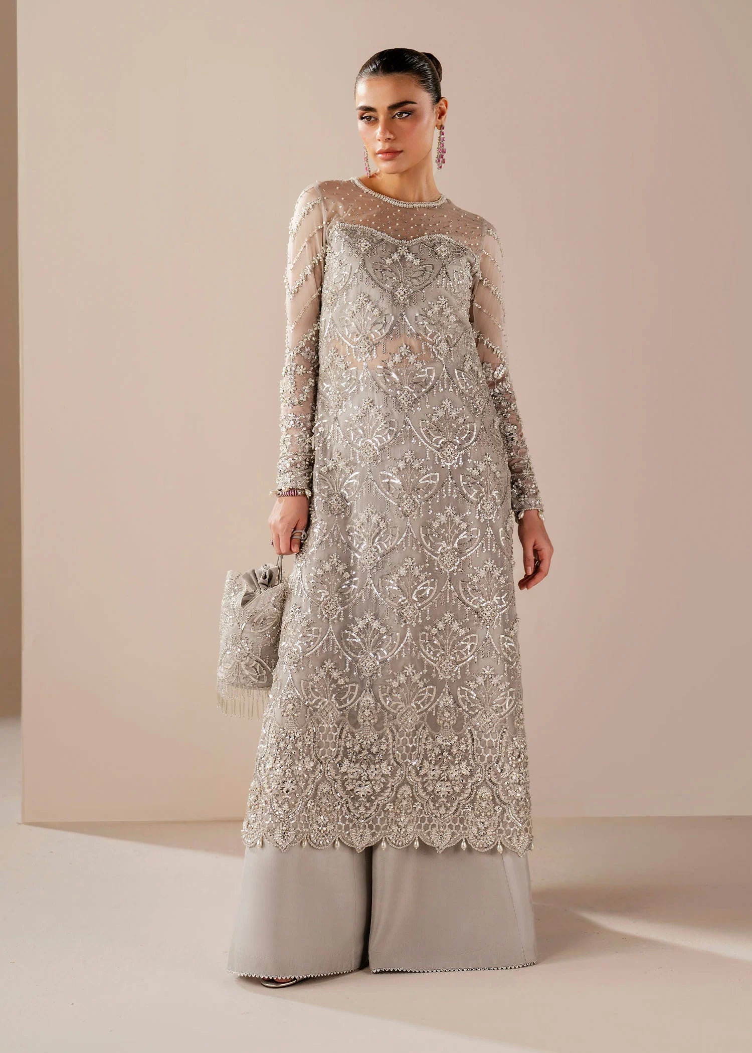 Orchid Embroidered Organza 3 PCs