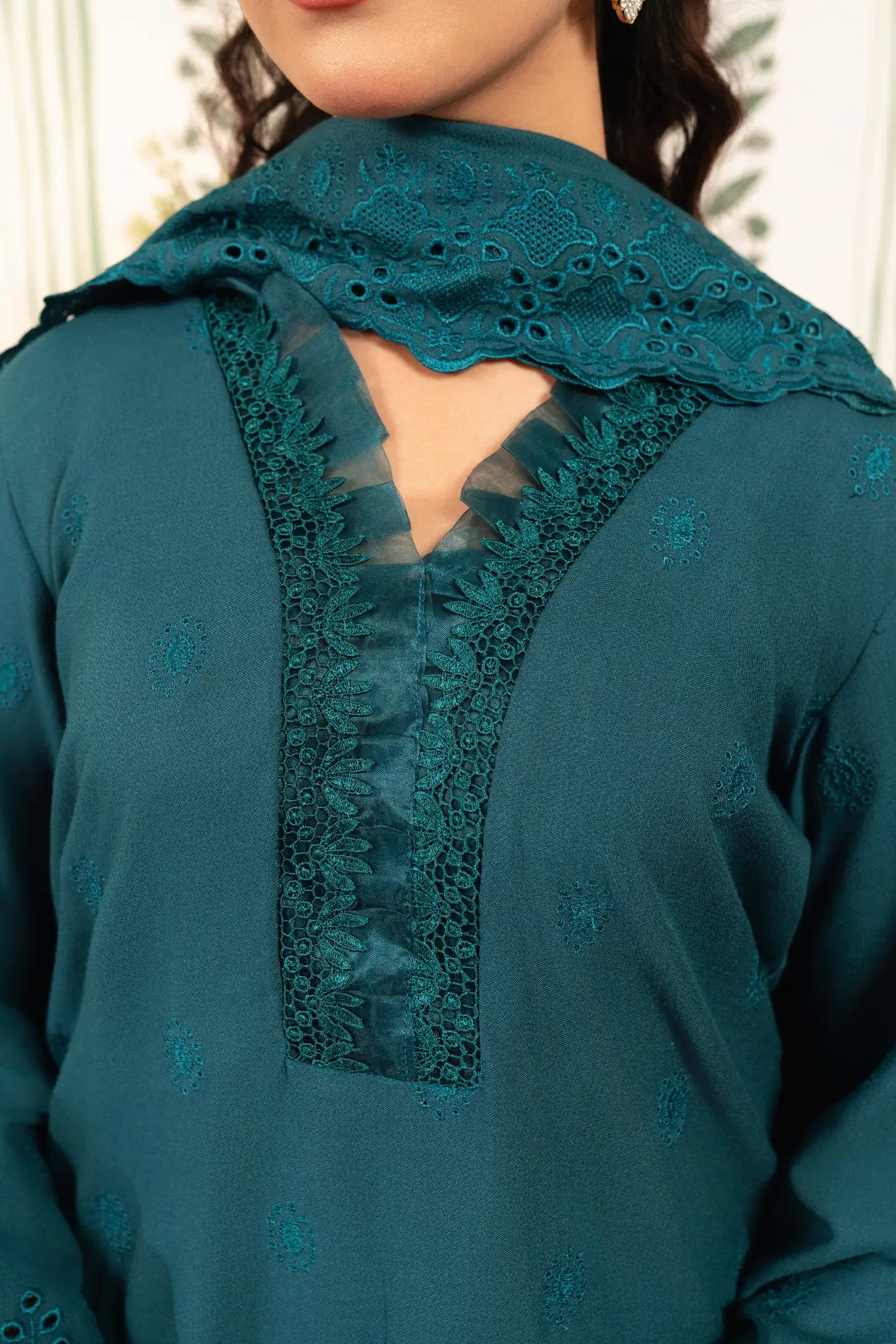 Teal Temptation Chikankari Unstitched 3 PCs