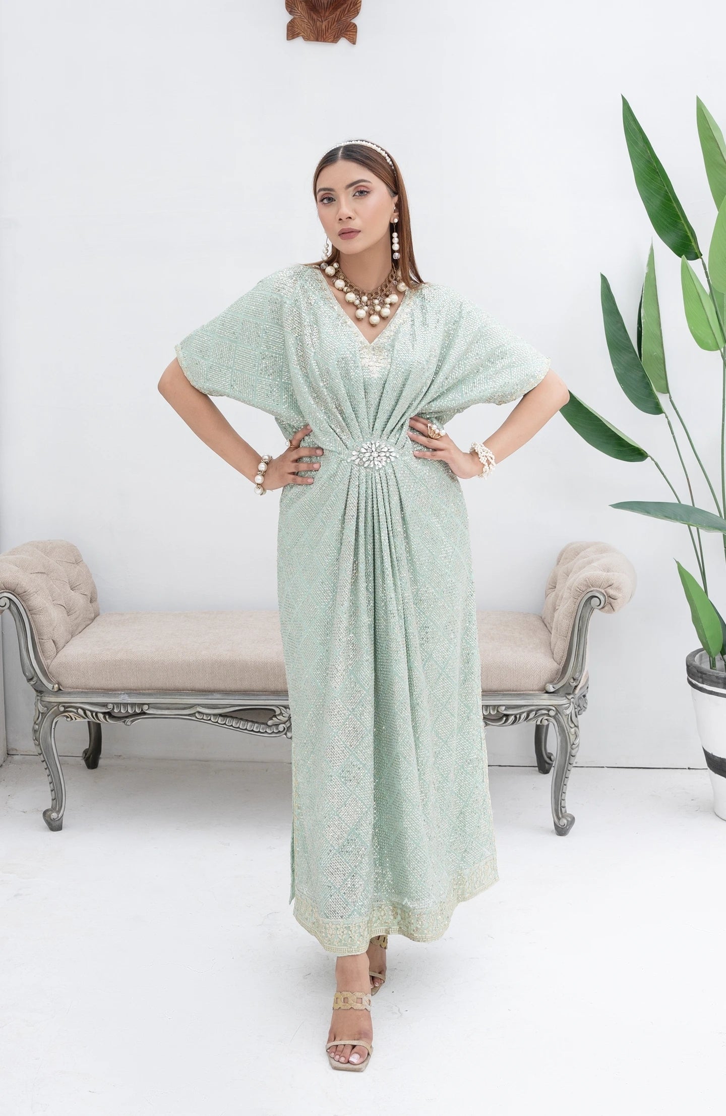 WA 03-PASTEL GREEN KAFRAN 2Pcs