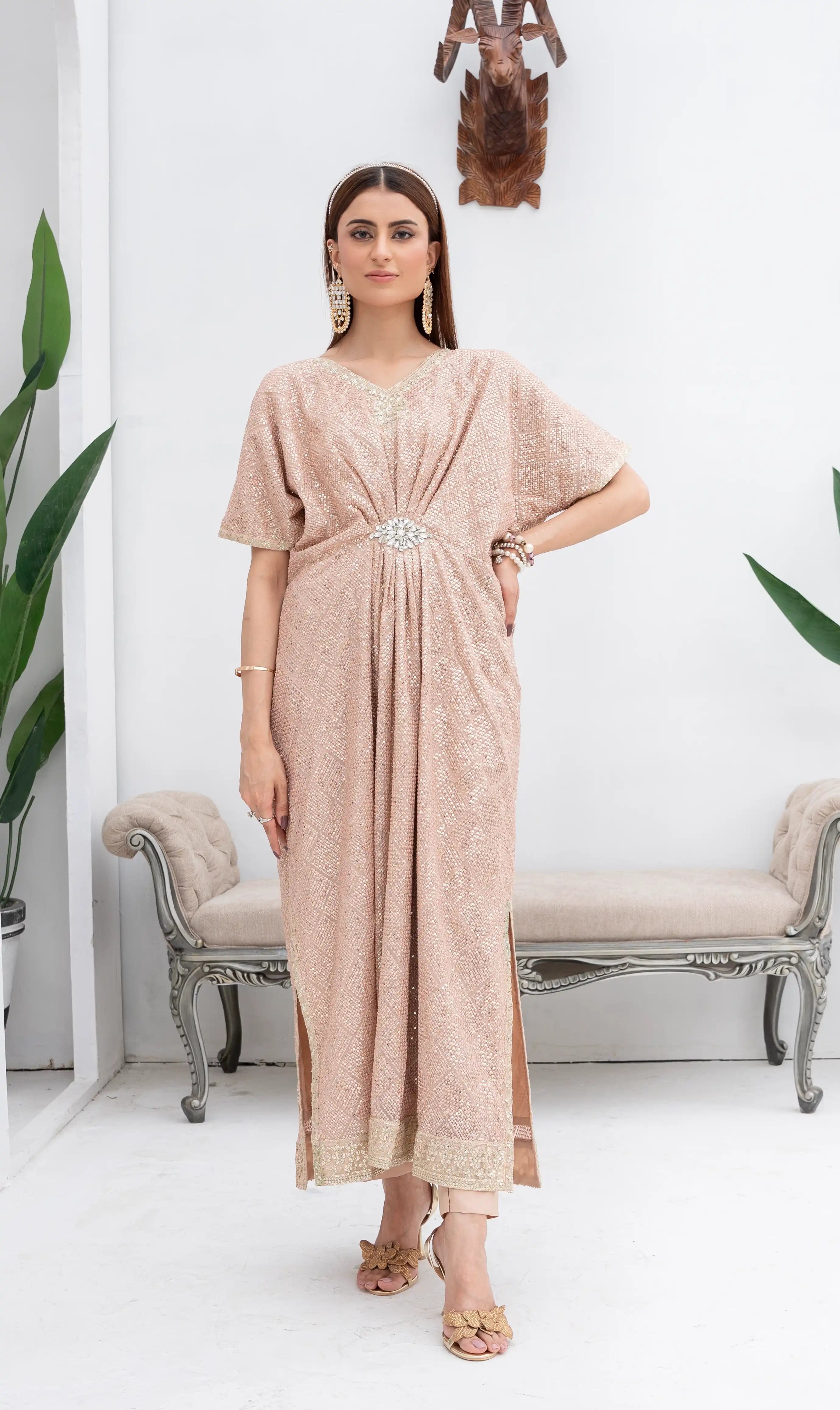 WA 03-PEACH KAFTAN 2Pcs