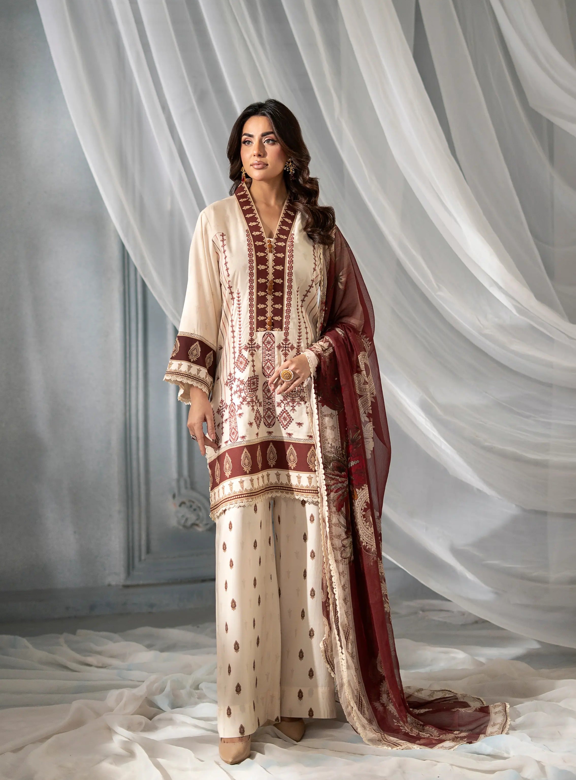 Beige Rose Linen 3 Pcs