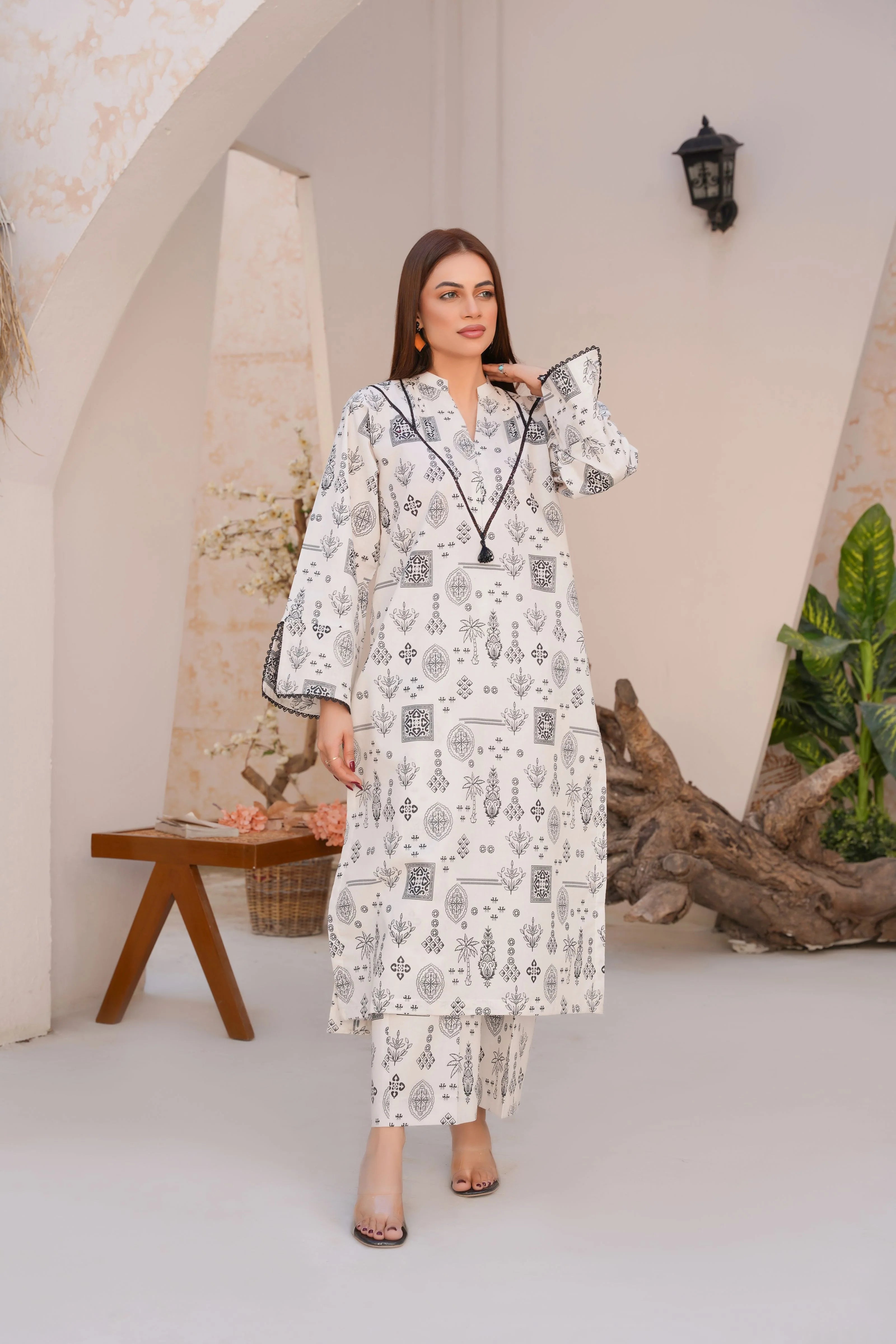 Classic White Intricate Lawn Pret 2PC